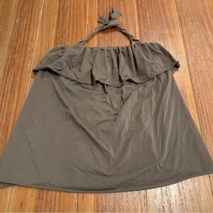 CAbi Brown Sleeveless Top Ruffle Tunic Tank Small